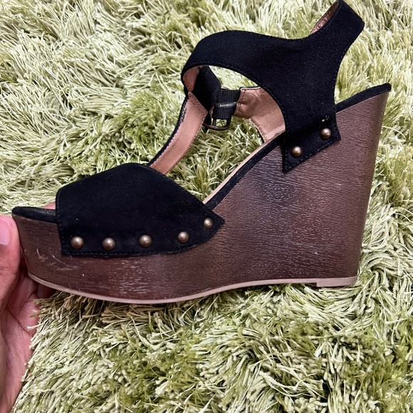 Black Suede Wedges - Picture 7 of 7